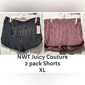 NWT Juicy Couture 2PK Shorts Lounge Velour Black and Dusty Rose Sz XL Brand NEW